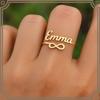 Custom Infinity Name Ring/Personalized Minimalist Nameplate Open Ring/Adjustable Stainless Steel Ring/a Gift for Her/Women's Fashion