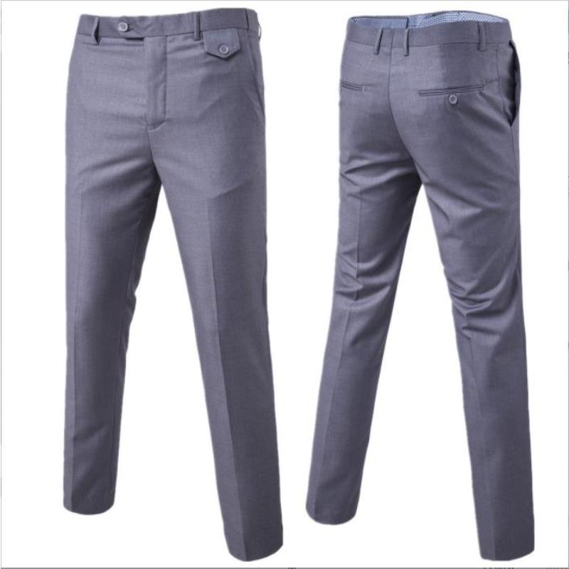 Fashion High-quality Business Men Fashion Solid Color Office Working All-match Straight Suit Pants S-6XL