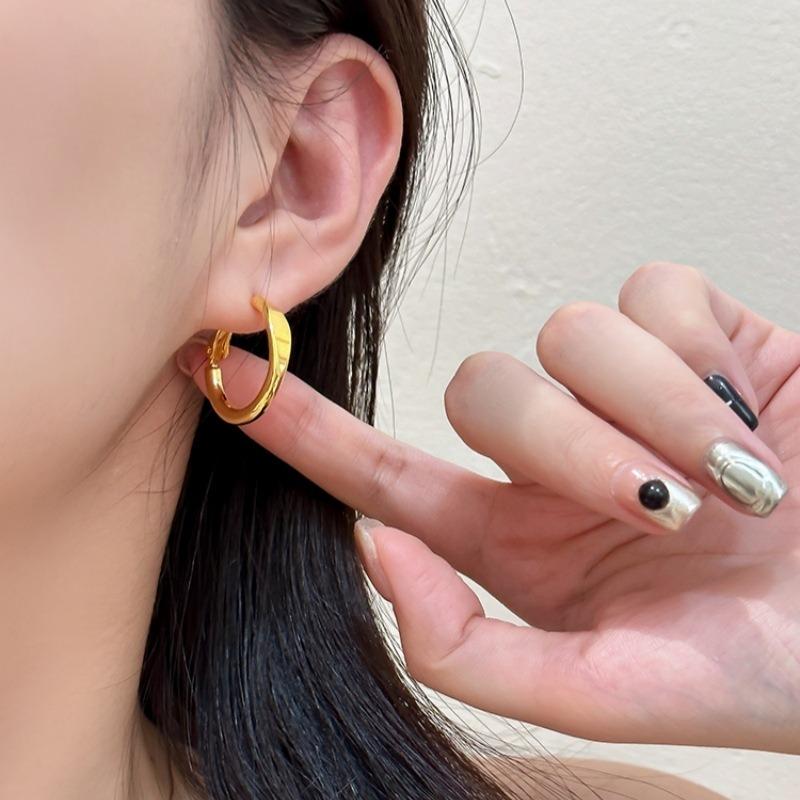 Women Light Luxury Geometric U Shape Round Circle Earrings Fashion Ear Jewelry