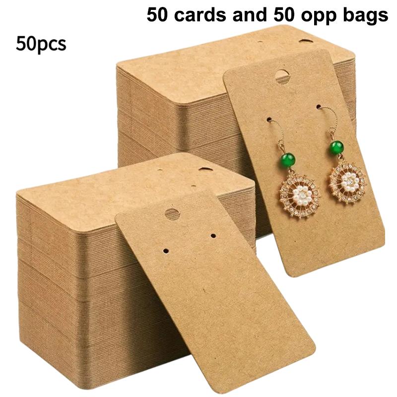 50/100 Bucăți Carduri de Afișare din Hârtie pentru Cercei - Suporturi DIY pentru Cercei Tip Ac și Cercei Hoop, Etichete pentru Afișarea Bijuteriilor, Materiale de Ambalare