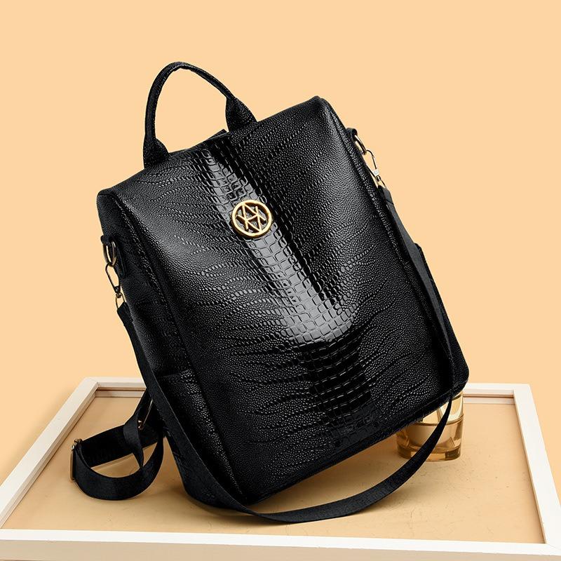 Damen Tasche Diebstahlsicherer Rucksack, neue lässige, großvolumige, schlichte Krokodilmuster, multifunktionale Damen Reisetasche
