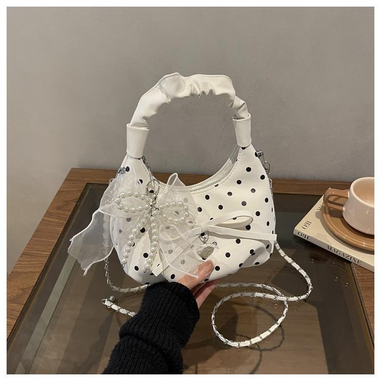 Bags Women's Polka Dot Bow Shoulder Bag Chain Crossbody Cloud Bag