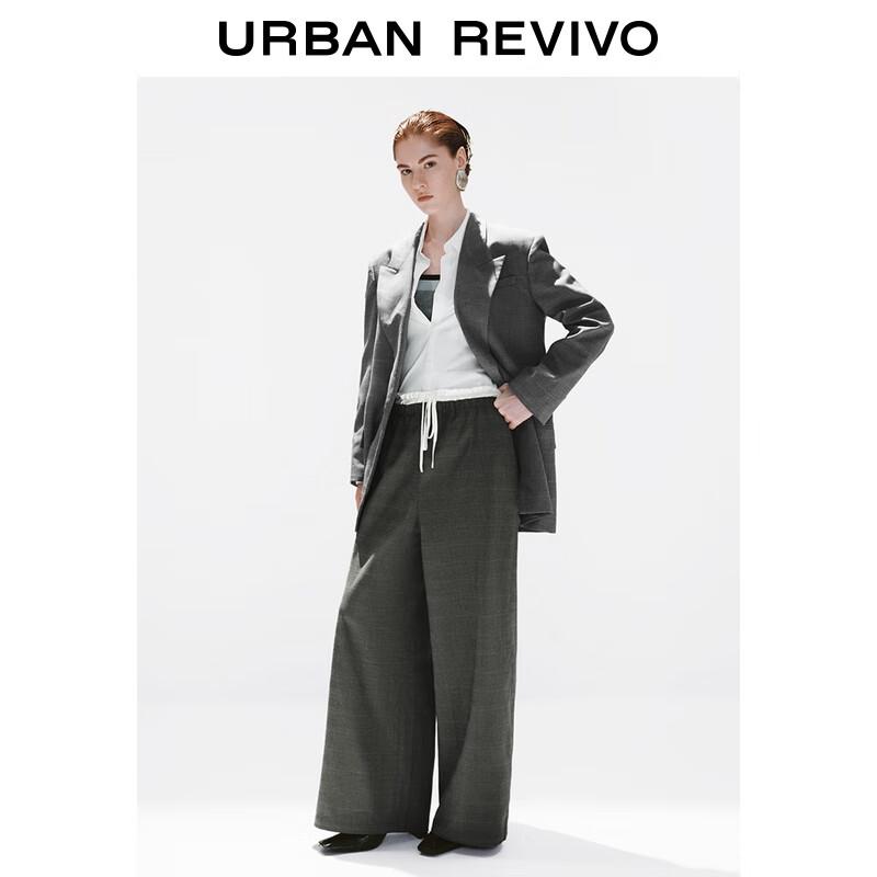 UR 2025 Women's Plaid Tie-Waist Wide-Leg Pants