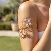 Elegant Irregular Motifs Flower Arm Cuff Jewelry Sturdy Zinc Alloy Craftsmanship Feminine Style Comfortable Wear Daily Use