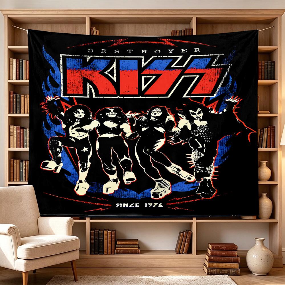 Kiss Band Rock Legends Large Wall Tapestry,Ideal for Office Backdrops, Holiday Gifts, Home Decor (Living Room, Bedroom, Dorm, Parties), and Outdoor Ce
