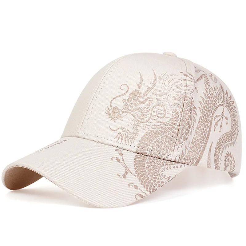 

Chinese Style Dragon Pattern Art Casual Fashion Baseball Cap Spring Autumn Hardtop Cap Sports Men s Women s Hats Adjustable бежевый