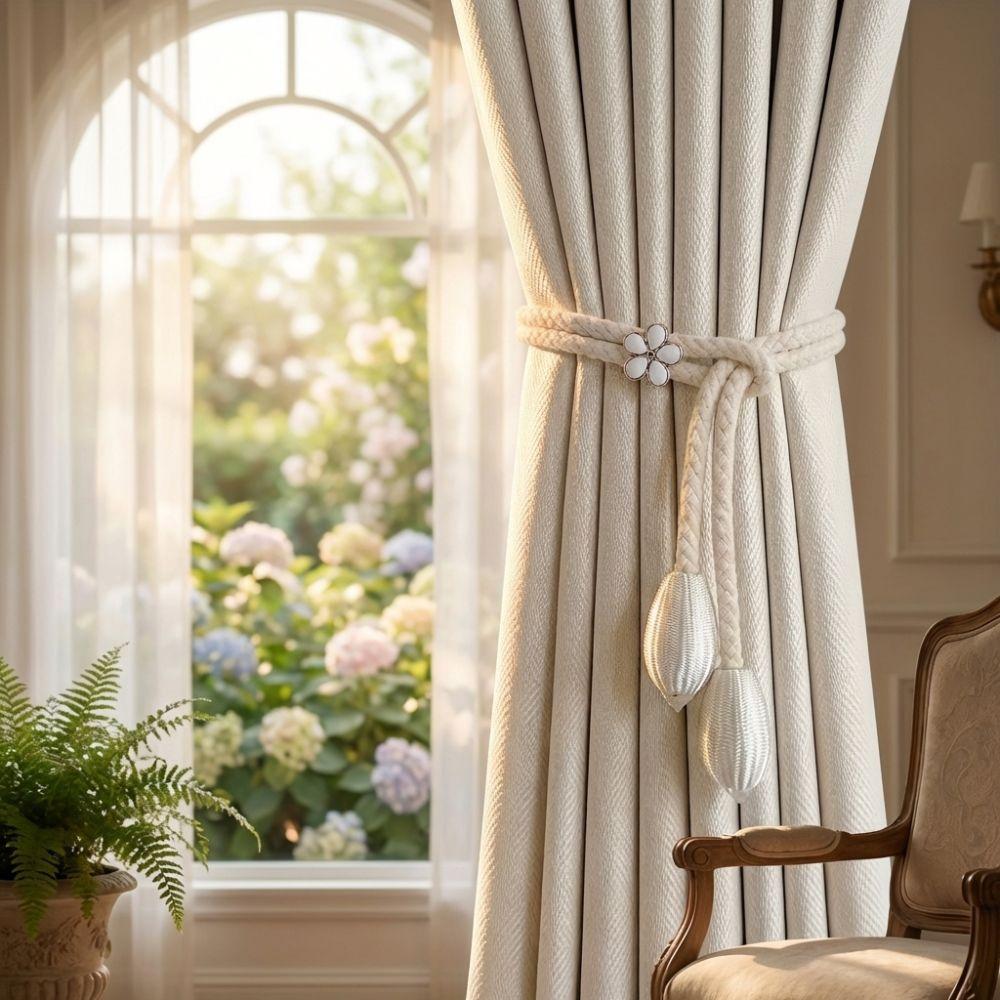 Minimalist Flower Curtain Tiebacks Adjustable Curtain Tie Rope Modern Curtain Buckles  Living Room