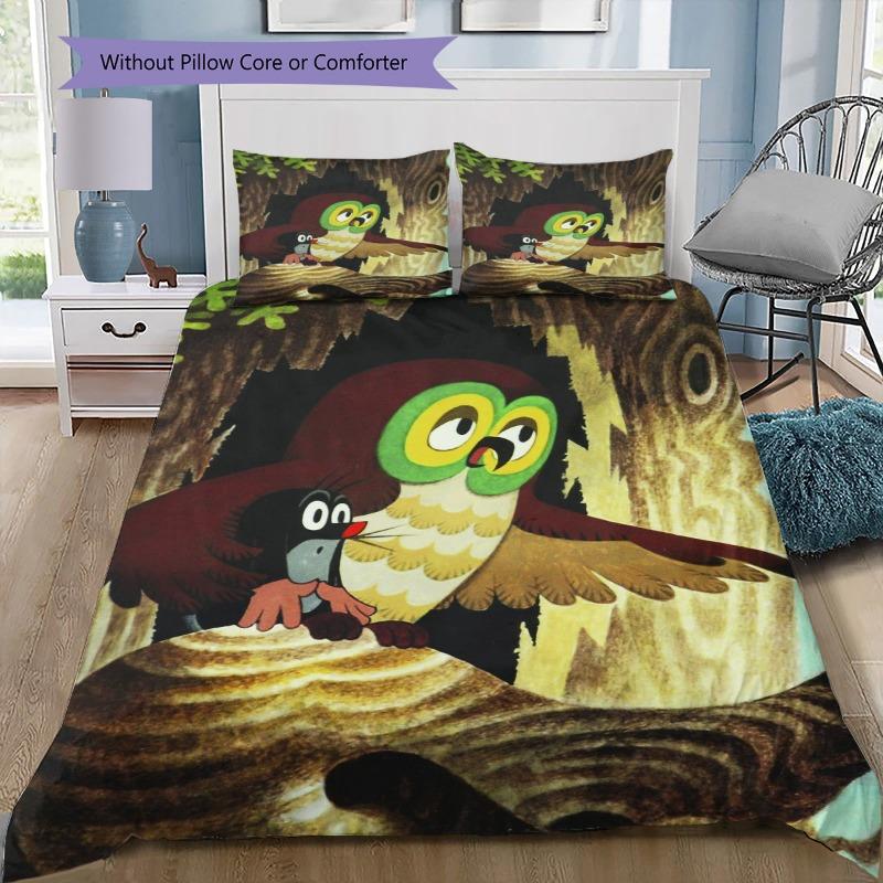 Krtek The Little Mole Color Umbrella Daisy Rain Bug Cartoon Print 3pcs Bedding Set Duvet Cover Pillowcases Kids Cartoon Home Textile For Children Fans