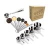 Conjunto de Copos e Colheres Medidoras de Aço Inoxidável