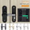 Lysande dörrlås i zinklegering 90/180 graders integritetsskydd Dörrspärr Utan håltagning Inbrottssäkert Skjutdörrslås Beslag
