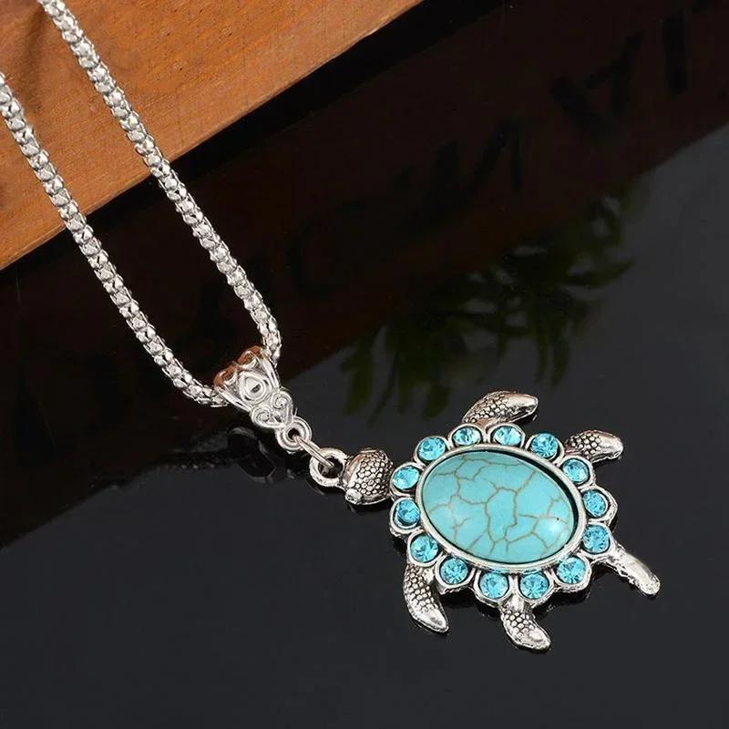 Sea Turtle Animal Pendant Female Wedding Jewelry Necklace for Women Neck Accessories for Present
