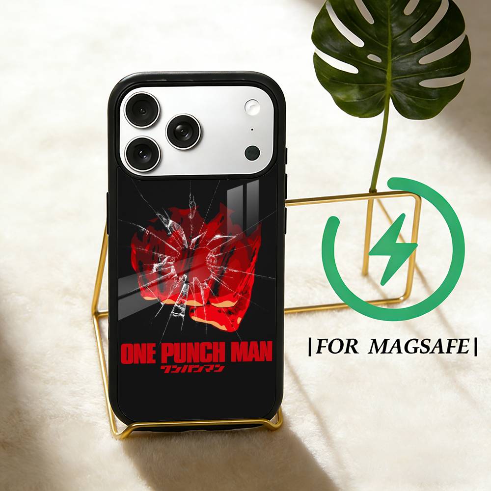 Anime O-One P-Punch Man Phone Case For iPhone 17,16,15,14,13,12,Plus,Pro,Max for Magsafe Magnetic Wireless Charging
