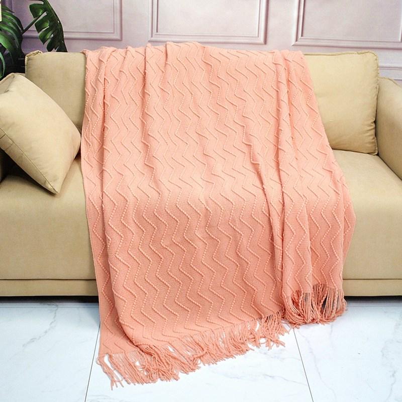 Nordic Solid Color Knitted Throw Blanket - Soft, Luxury Tassel Design for Baby, Home, Office, or Nap.