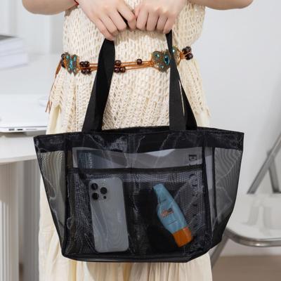 Sac Cabas en Maille de Nylon Transparent Polyvalent - Plage & Voyage Grande Capacité