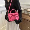 Niche Design Bag Women's New Fashion Retro Shoulder Small Square Bag Bow Design Portable Messenger Bag