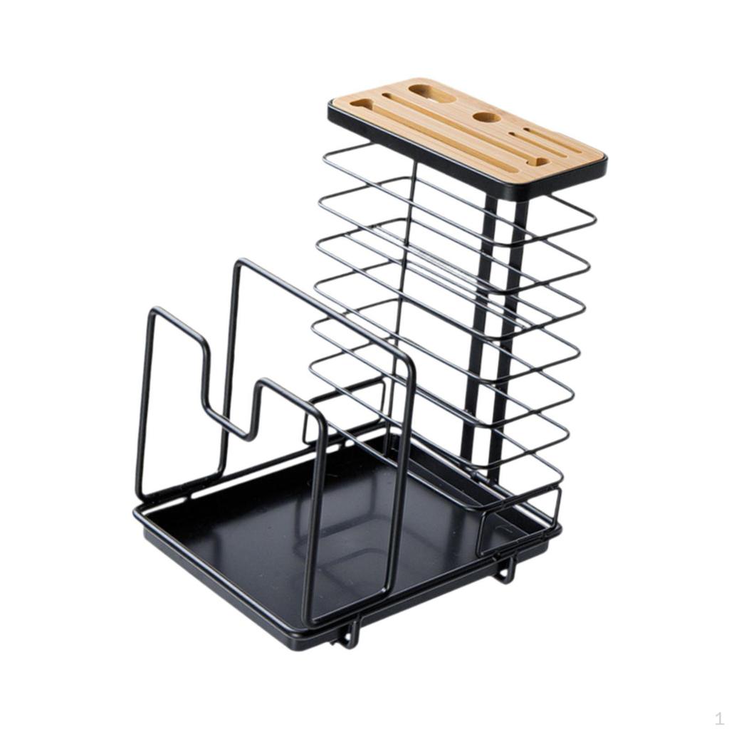 Étagère de Rangement de Cuisine Organisateur Porte-Couverts Pratique Planche à Découper Ustensiles de Cuisine
