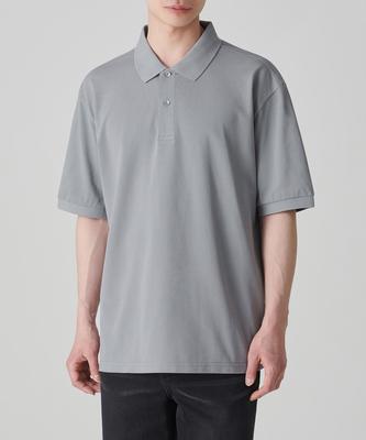 [Cooltandard] Relaxed Fit Pique Polo Shirt [Light Grey]