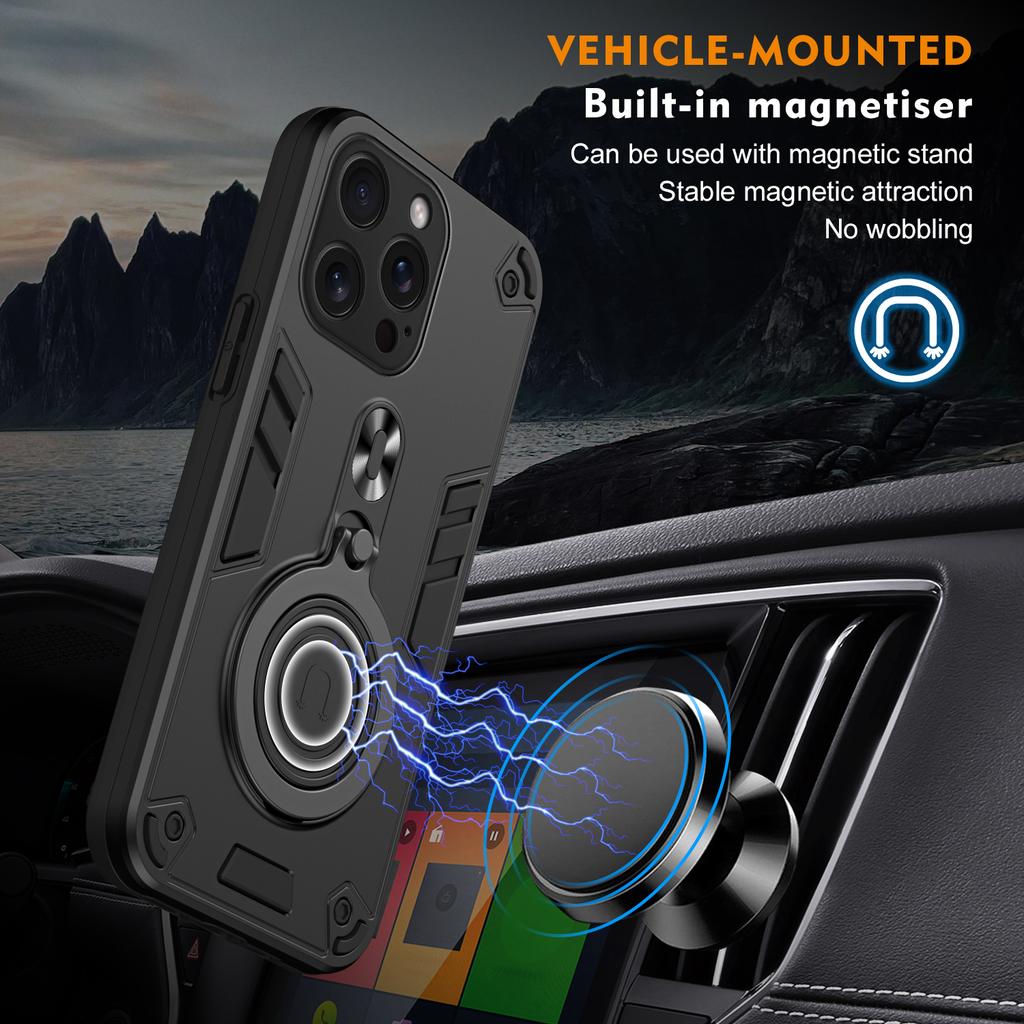 New 360 ° Rotating Metal Car Bracket Ring Reverse Magsafe Magnetic Armor Phone Case For iPhone 16 Pro Max 12 13 15 14 Pro Max