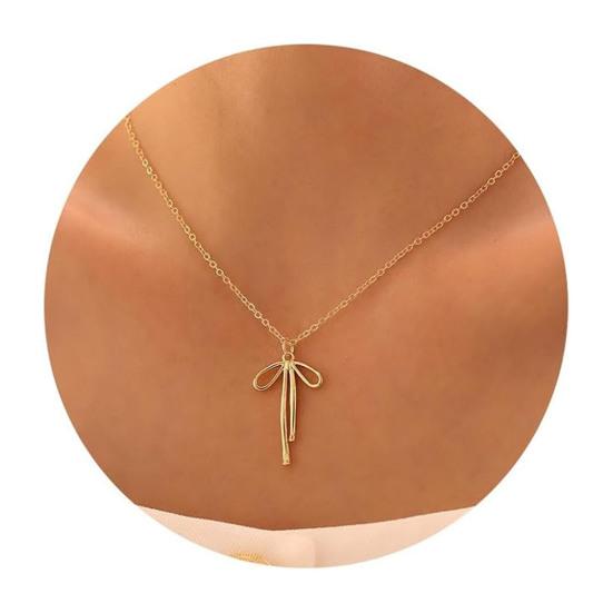 Ожерелье с кулоном-бантом Женское ожерелье с бантиком Милое ожерелье с подвеской-бантиком для девочек Подарок на день рождения, годовщину для подруги, нее