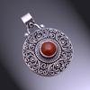 Carnelian Gemstone Handmade 925 Sterling Silver Pendant 1.75" V7W76
