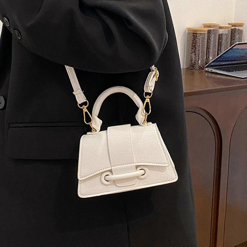 Korean Styles Crossbody Bag for Women Fashionable Daily Handbag with Top Handle Solid Color Shoulder Bag Work Bag White