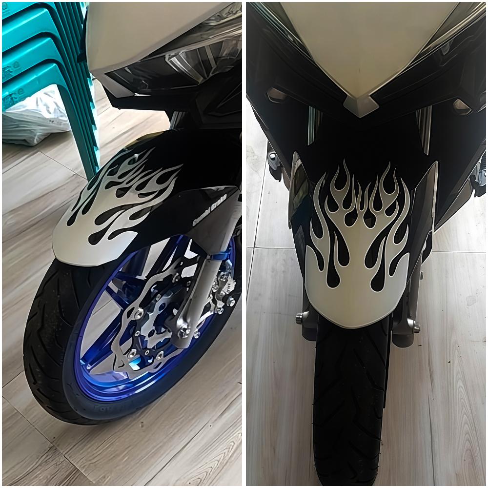 Flammen-Motorrad-Kotflügel-Aufkleber, Wasserdichter Vinyl-Sticker, Universelle Schmutzfänger-Dekoration für Honda Yamaha Suzuki Ducati KTM
