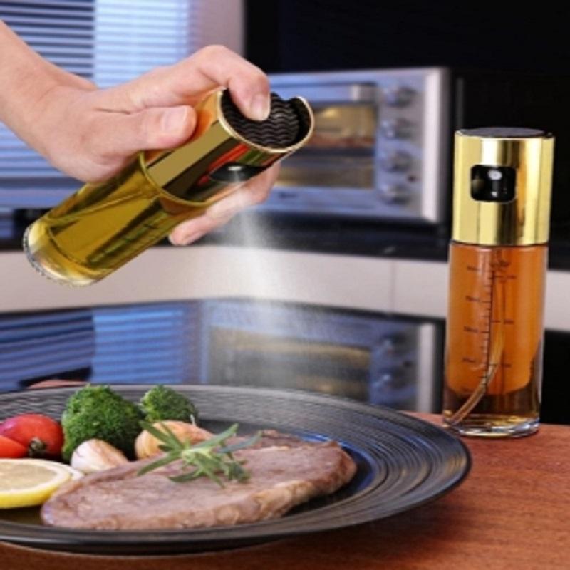 1PC 300ML Olive Oil Spray Bottle Kitchen Soy Sauce Vinegar Seasoning Container Dispenser for Camping BBQ Roasting Cooking Salad