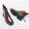 Fashion Men Boots Brown Zipper Ankle Boots Black Motorcycle Boots Handmade Shoes for Men with  Sapato Masculino