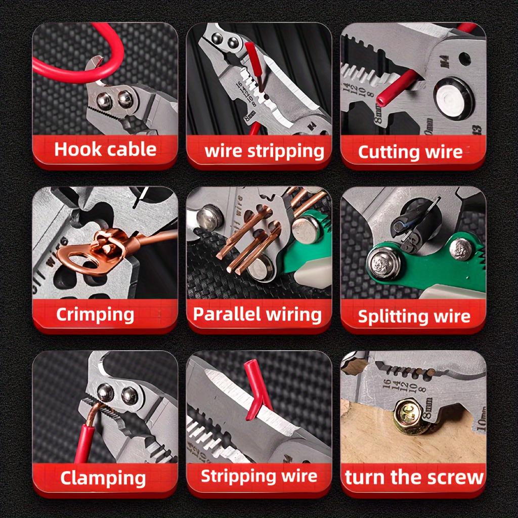Upgrade cutting tool 1 piece multi-function folding wire stripper crimping pliers cable cutters