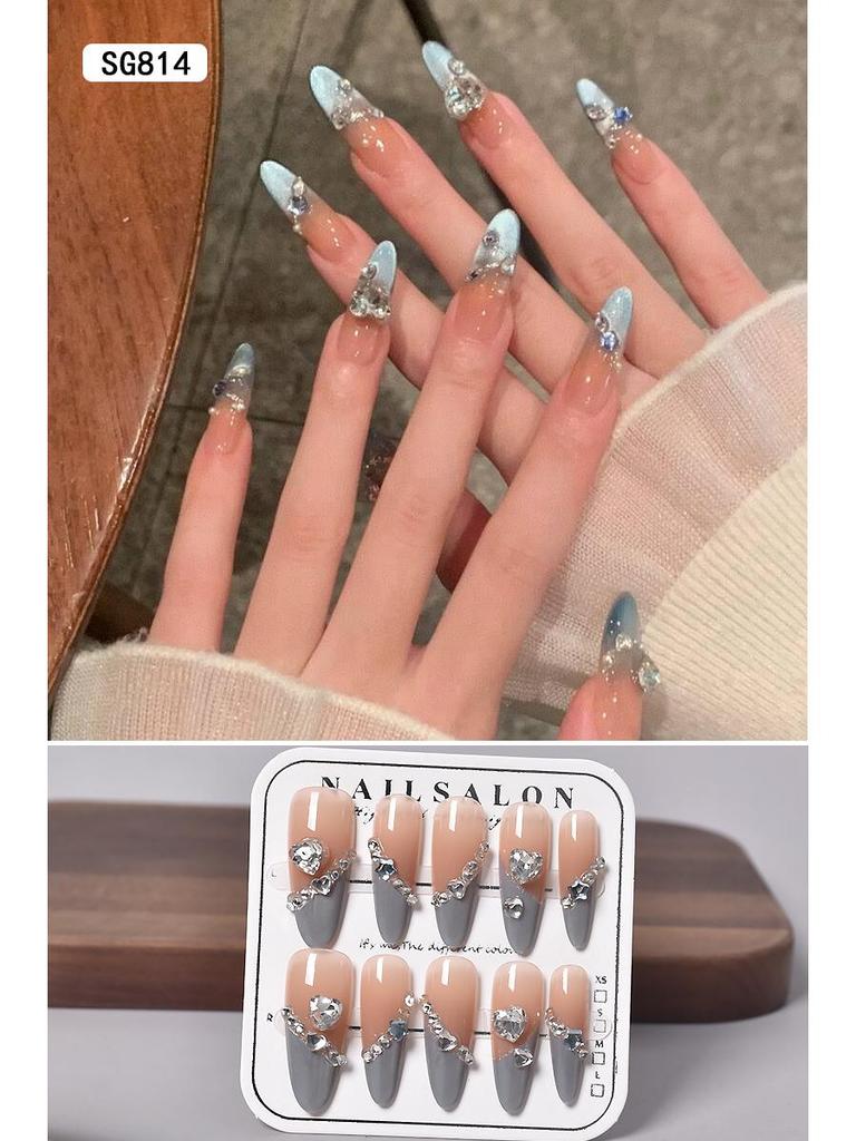 2025 New Style Rich Girl Medium-Length High-End Wearable Nail Stickers & Tips for Brides