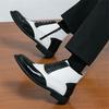 Trend New Pointed Black with White Mix Patchwork Casual Ankle Boot For Men Winter Fashion High Tops Shoes Zapatos Hombre