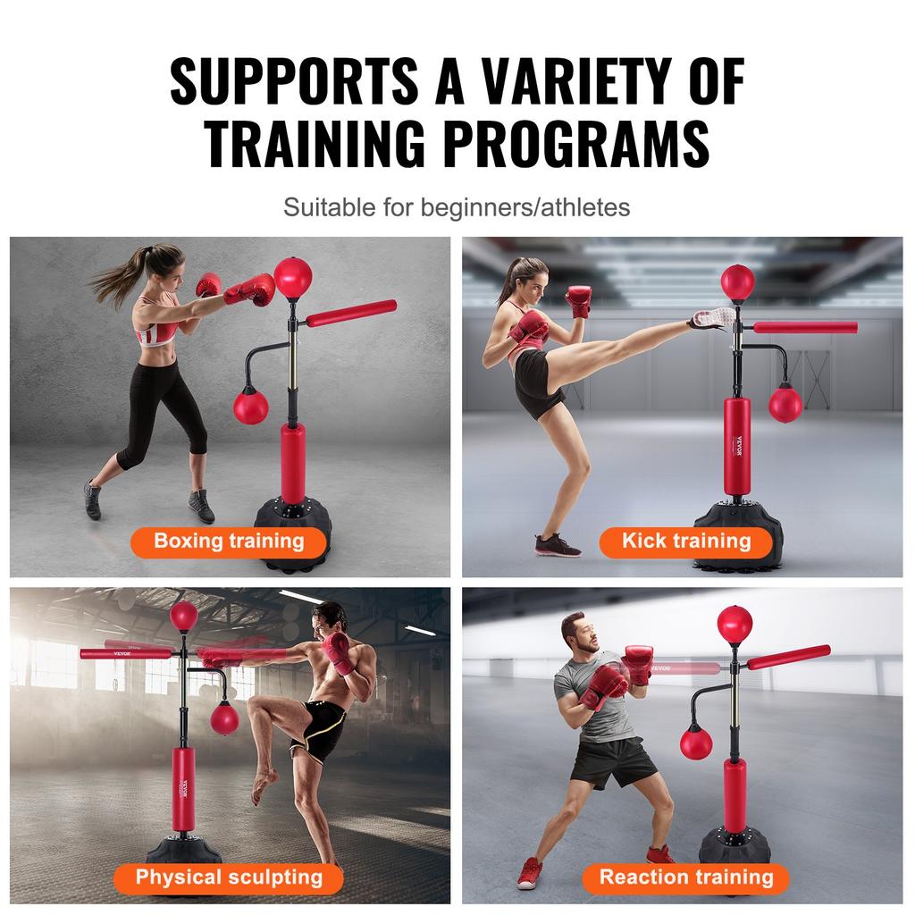 VEVOR Boxing Speed Trainer, Punching Bag with Stand, Reflex Boxing Bag for Teens & Adults