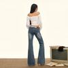 Retro washed low-rise slightly pulled jeans women's autumn and winter new elastic slim-fitting and thin versatile bell pants