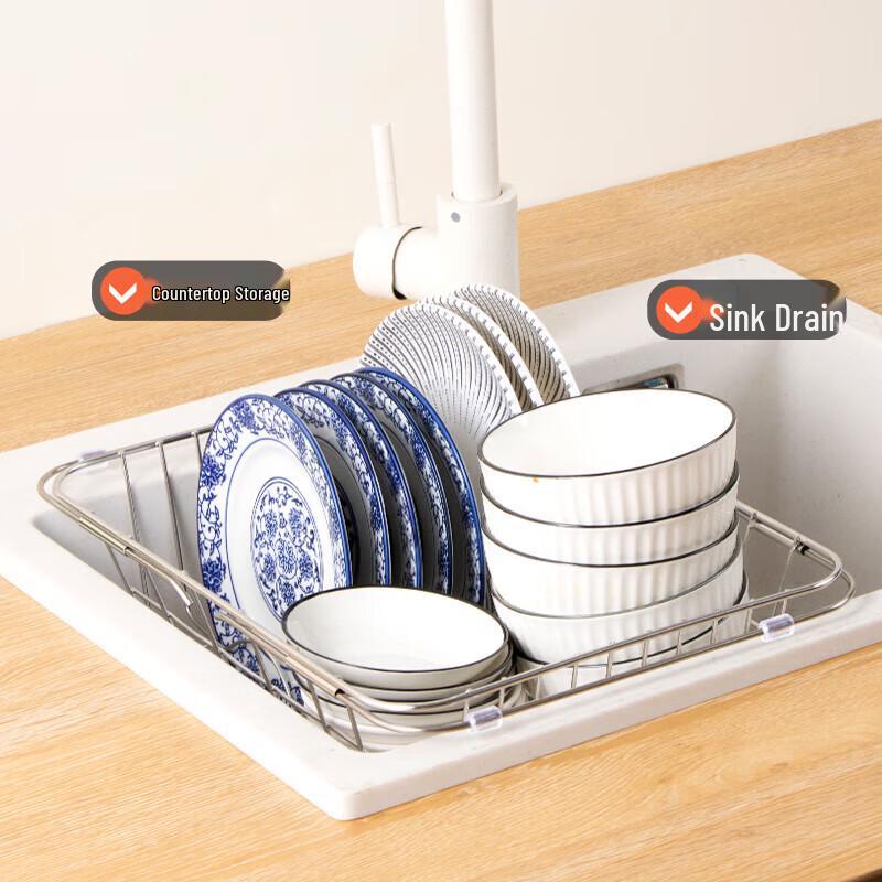 Retractable Stainless Steel Over-Sink Dish Drying Rack