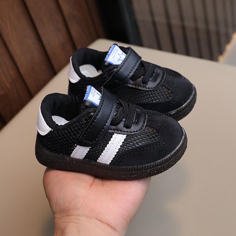 Kids Breathable Mesh Velcro Soft Sole Casual Korean Style Low Top Training Sneakers 16 чёрный