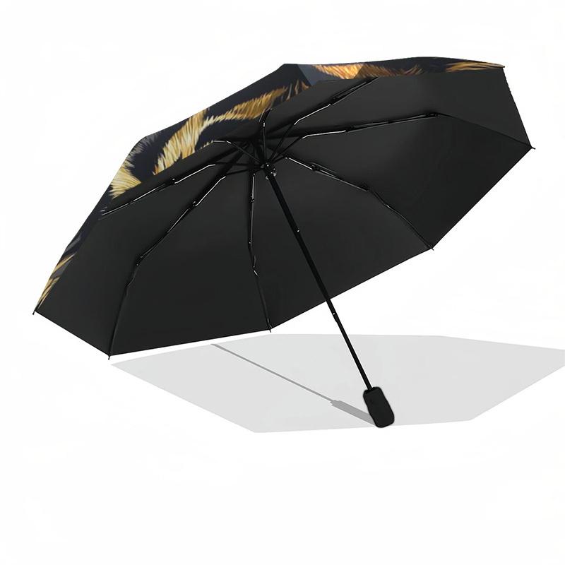 1pc Tiger Face Design Outdoor Umbrella - Automatic Opening/Closing, Portable 3-Fold Design, 8-Rib Iron Frame, Perfect Gift for Fans and Travelers.L013