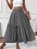 A-line Floral Print Patchwork Skirt: European & American Style for Autumn and Summer