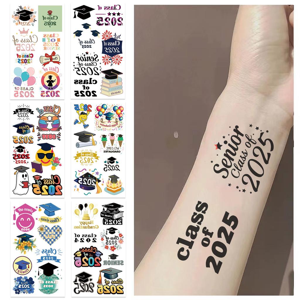 New Cartoon Graduation Season Series Tattoo Stickers Waterproof Party Gift Funny Face Stickers