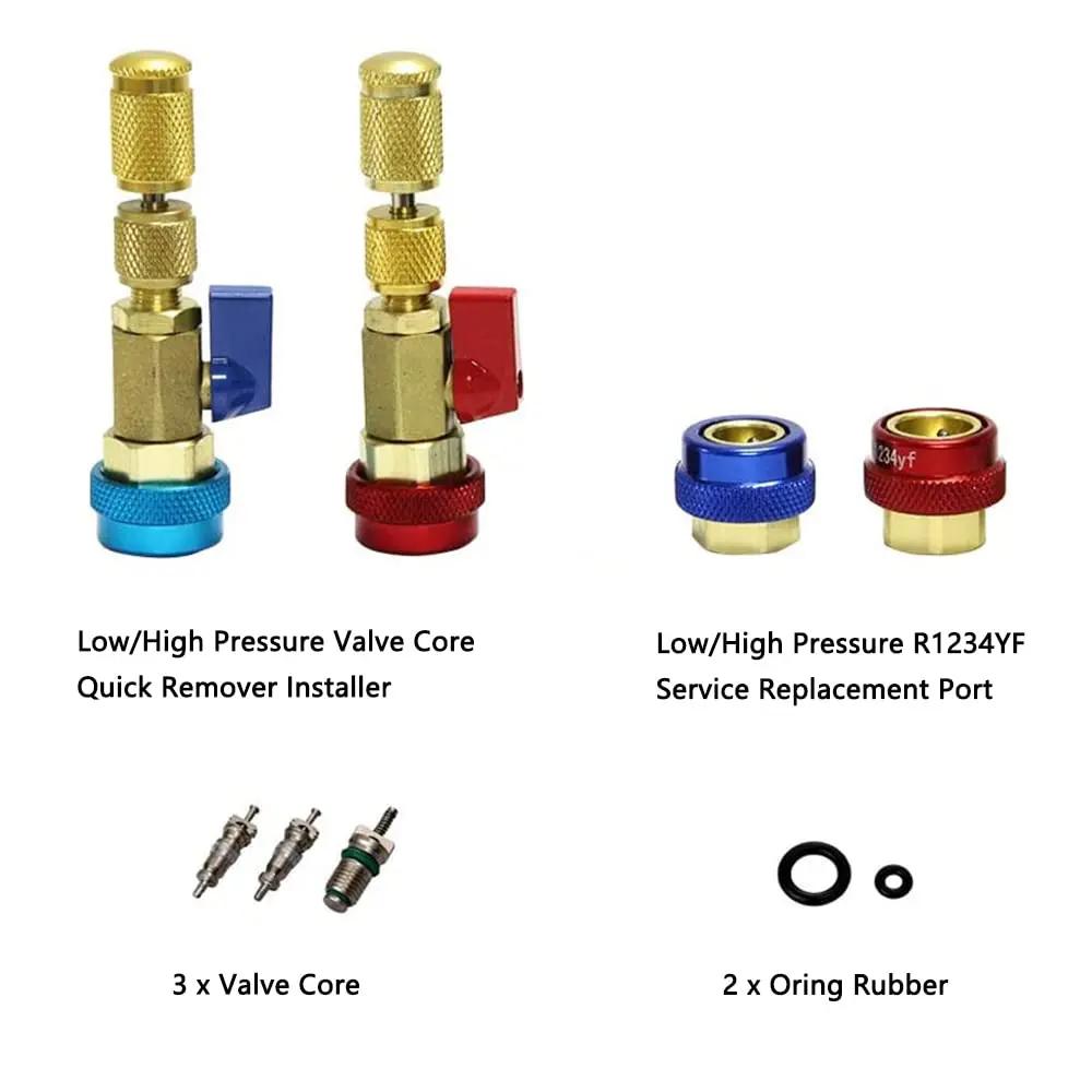 R134A R1234YF Automotive Air Condithoning Valve Core Installer Remover Kit for High Low Pressure Repair Tool