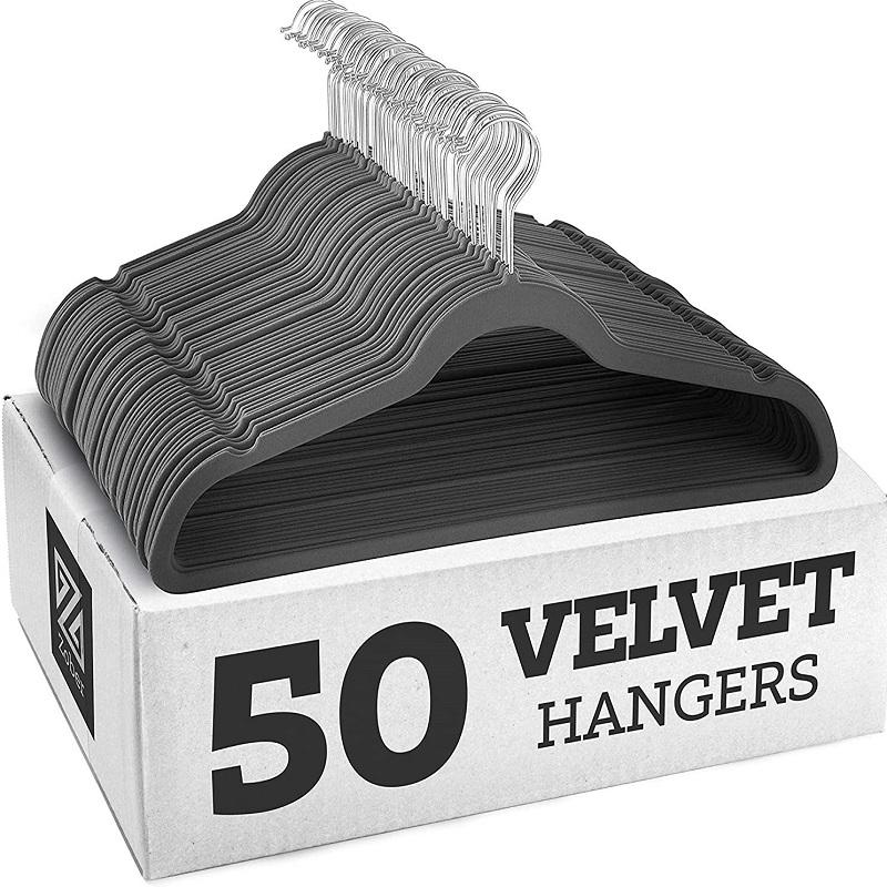50PCS Velvet Hangers Shirt Clothes Drying Rack Wardrobe Organizer And Storage For Coats Pants Dress Rack Balcony Home Accessory