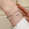 Cuiyan S925 Silver Double-Layer Star Bracelet with Imitation Pearls - Light Luxury Korean Style for Women