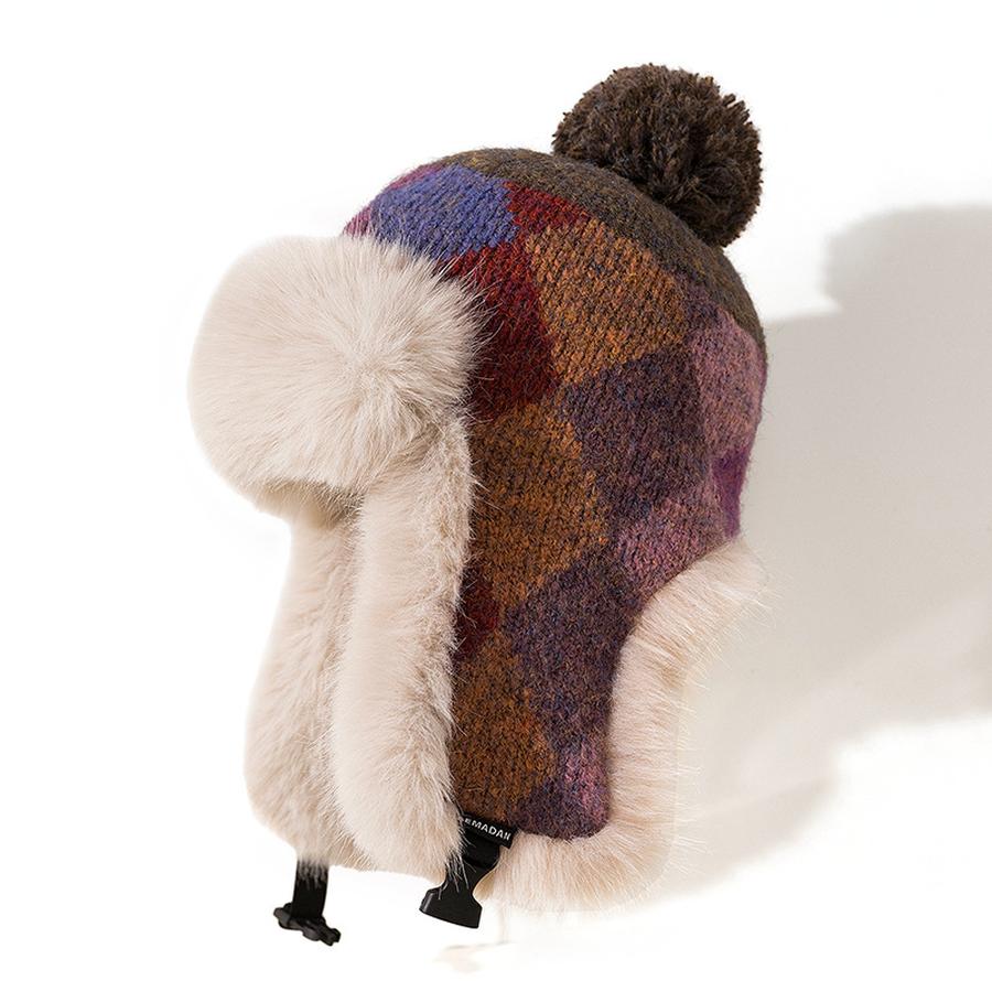 Зимняя пушистая шапка-ушанка, женская вязаная флисовая толстая шапка с оленями, мужская объемная шапка с большим помпоном, теплая зимняя шапка