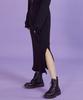 KOLEAT [Fleece-Lined Ver.] Knit Ribbed Maxi Slit Long Skirt [Black] Mx Long Skirt Ver.