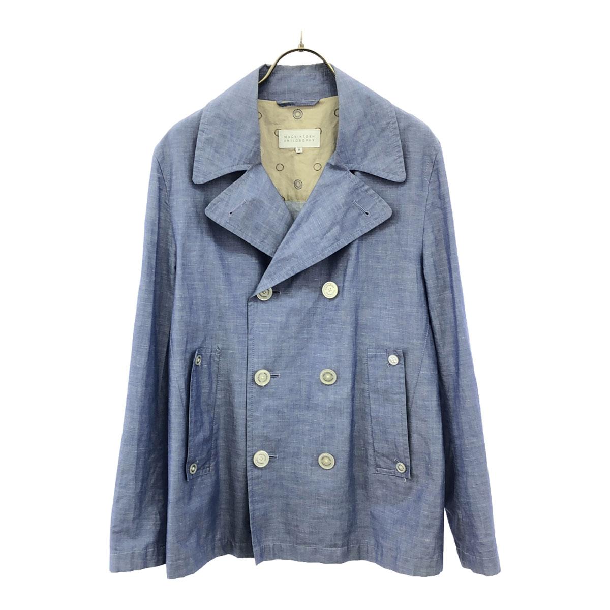 

MACKINTOSH PHILOSOPHY Двубортный пиджак из смесового льна 38 Светло-голубой Женский Б/у