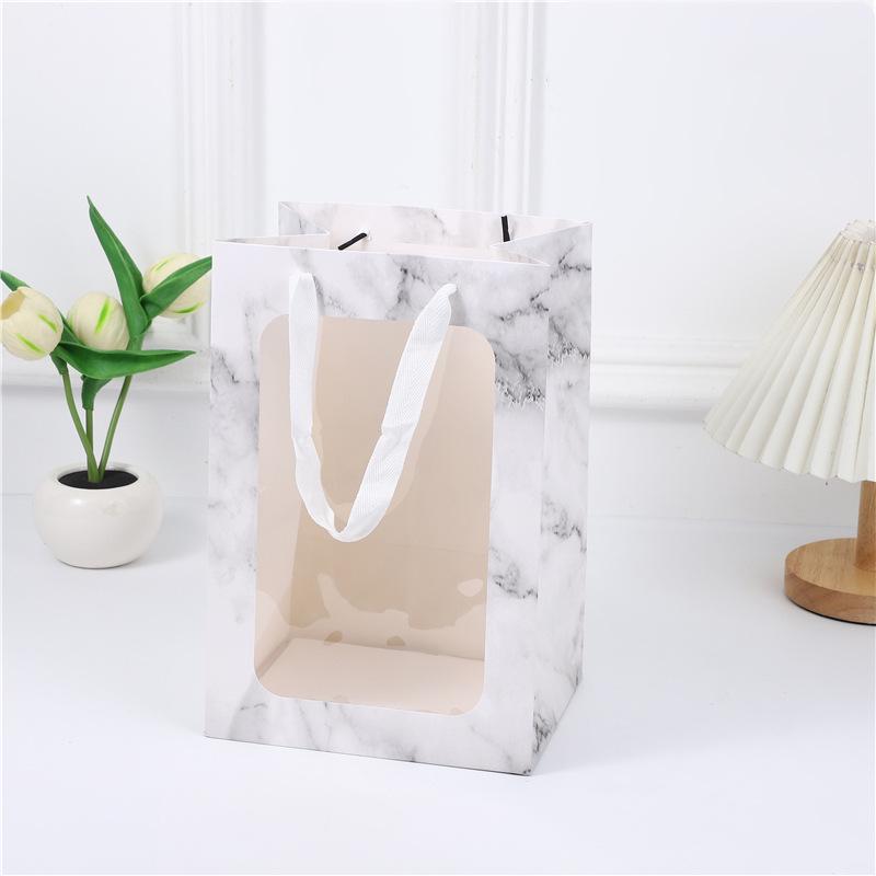 Clear Window Handbag for Fresh Flowers - Mother's Day Gift Bag or Conference Souvenir.