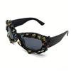 New Y2k Trendy Steampunk Twisted Water Diamond Sunglasses Men Women's Street Outdoor Personality Retro Gorgeous Party Sunglasses