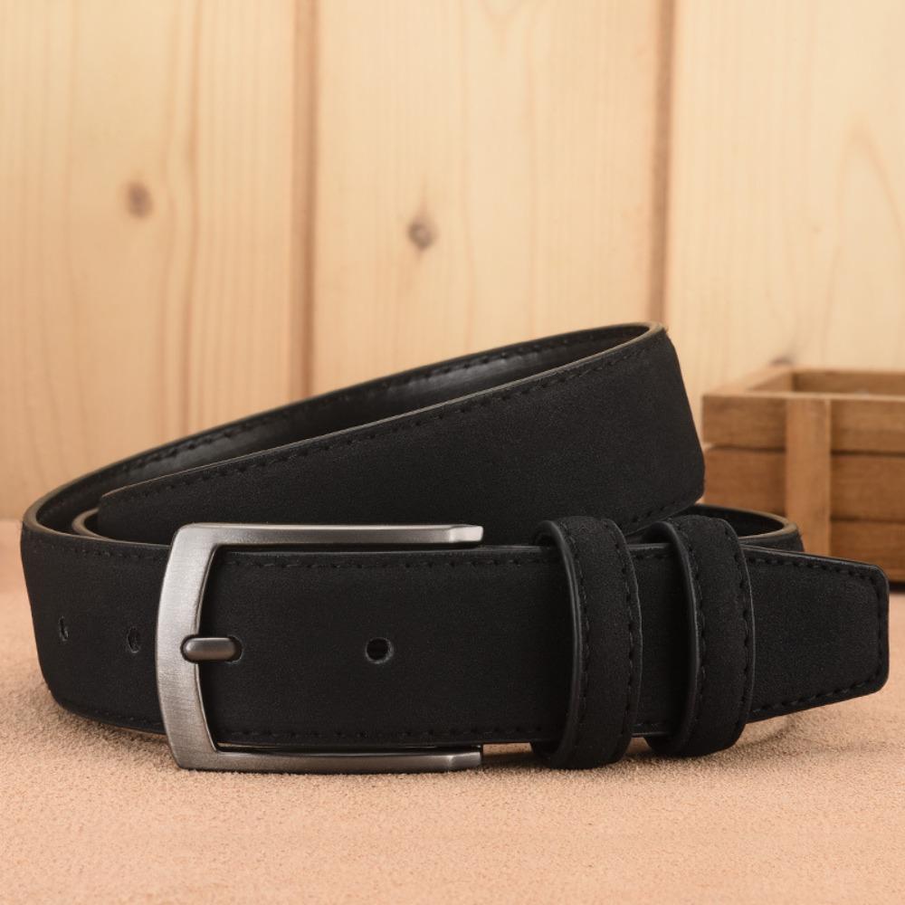 Retro Men's Suede Belt Adjustable Pants Accessories Versatile Metal Buckle Belt  Male