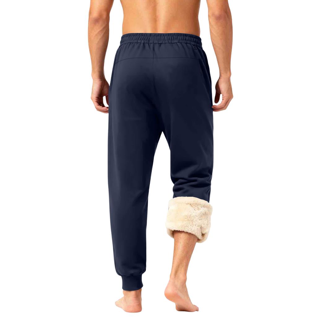 Men's Drawstring Pocket Fleece-Lined Cuffed Casual Pants