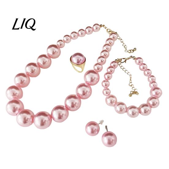Wedding Necklace Earrings Bracelet 3Pcs/Set Imitation Pearls Jewelry Set, Adjustable Length Choker with Ear Studs Bridal Accessories And Bracelet, Set
