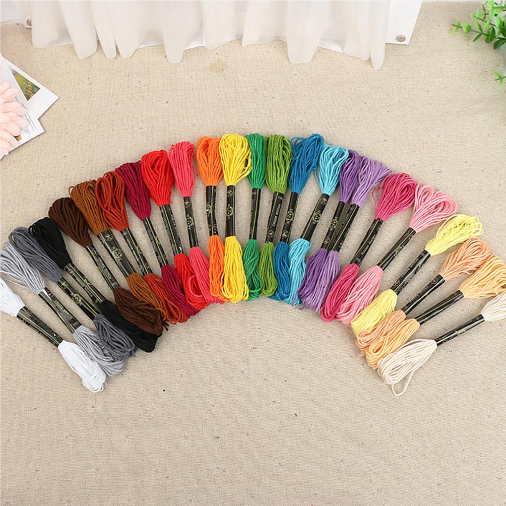 100/50/24 Colored Lightweight Embroidery Thread Good Elasticity No Fade Craft Cotton Lines Sewing Floss Kit for Home